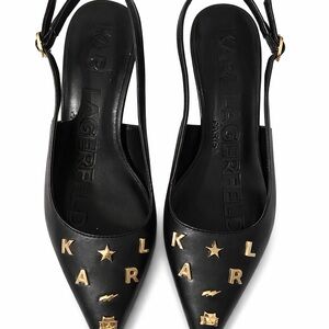 Karl Lagerfeld Black Heels with Gold Accents